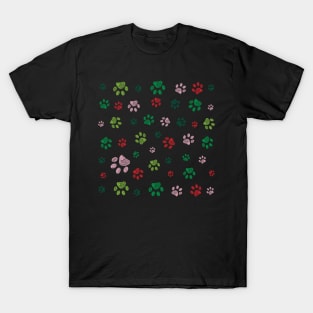 Christmas design seamless paw prints T-Shirt